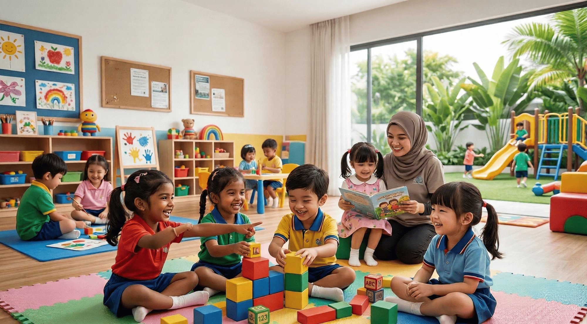 Best_Preschools_in_Malaysia__1_ Children learning at the best preschool in Malaysia with a qualified teacher